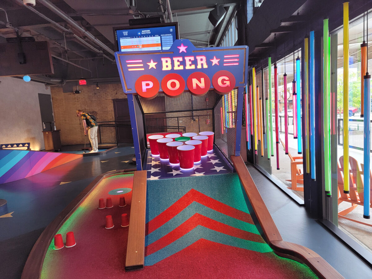 Beerpong Mini Golf Hole at Puttshack